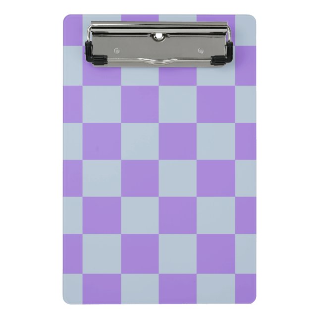 Soft Blue und Lavender Checked Mini Klemmbrett (Vorderseite)