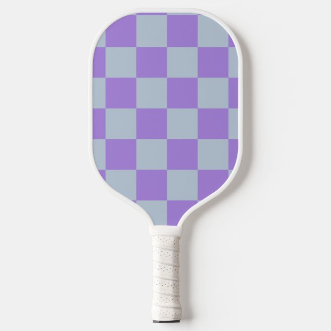 Soft Blue und Lavender Checked Pickleball Schläger (Vorderseite)