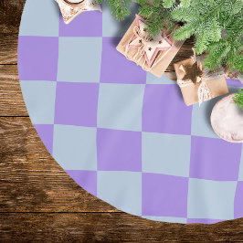 Soft Blue und Lavender Checked Polyester Weihnachtsbaumdecke