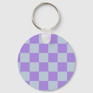 Soft Blue und Lavender Checked Schlüsselanhänger