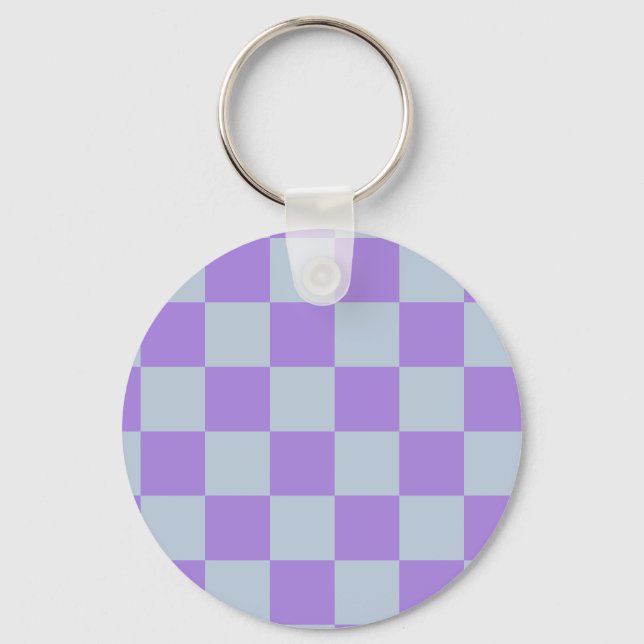 Soft Blue und Lavender Checked Schlüsselanhänger (Vorderseite)