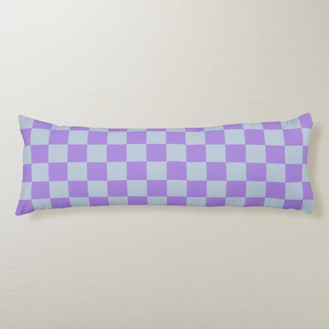 Soft Blue und Lavender Checked Seitenschläferkissen (Vorderseite)