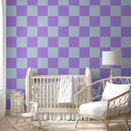 Soft Blue und Lavender Checked Tapete