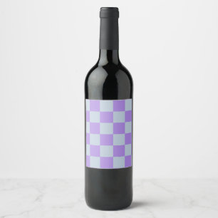 Soft Blue und Lavender Checked Weinetikett