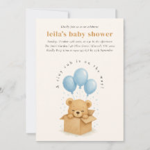 Soft Blue Watercolor Bear Balloon Babydusche