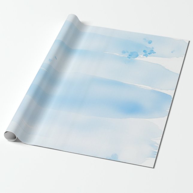 Soft Blue Watercolor Brush Strokes Geschenkpapier (Ungerollt)
