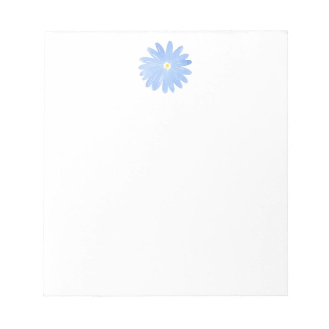 Soft Blue Watercolor Daisy Notizblock (Vorderseite)