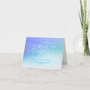 Soft Blue Watercolor Moderne Typografie Vielen Dan Dankeskarte