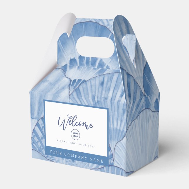 Soft Blue Watercolor Seashell Favor Box Geschenkschachtel (Vorderseite)