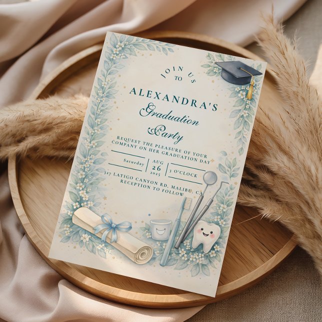 Soft Blue White Coat Dentist Graduation Party Einladung (Von Creator hochgeladen)