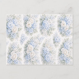 Soft Blue White Watercolor Floral Elegant Romantic Feiertagspostkarte