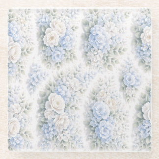 Soft Blue White Watercolor Floral Elegant Romantic Glasuntersetzer