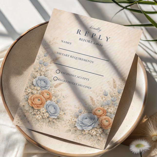 Soft Blue Wildflower Garden Wedding RSVP Karte (Von Creator hochgeladen)