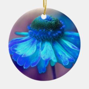 Soft Blue Zinnia Blume Ornament