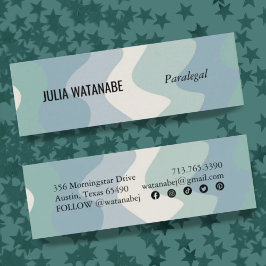 Soft Blues Handmade Wavy Strips und Social Icons Mini Visitenkarte