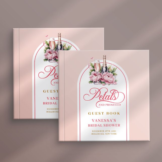 Soft blush and gold petals prosecco guest book gästebuch (Soft blush and gold petals prosecco guest book)