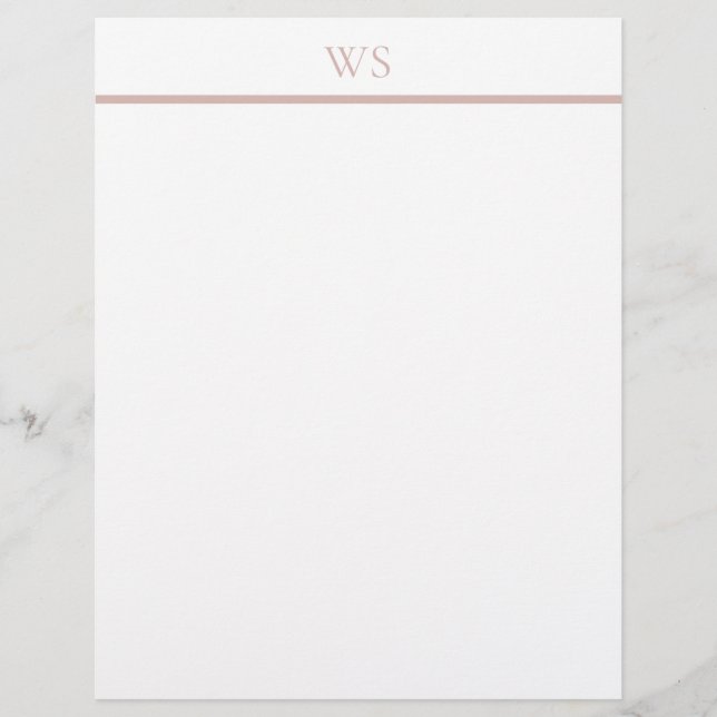 Soft Blush Bar Monogramm Briefpapier (Vorderseite)