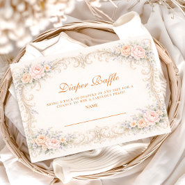 Soft Blush Barock-Rosen Diapper-Verlosung Begleitkarte