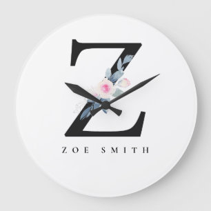 SOFT BLUSH BLUE FLORAL ALPHABETS NAME LETTER Z GROßE WANDUHR