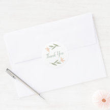 Soft Blush Blumen Runde Danke Sticker