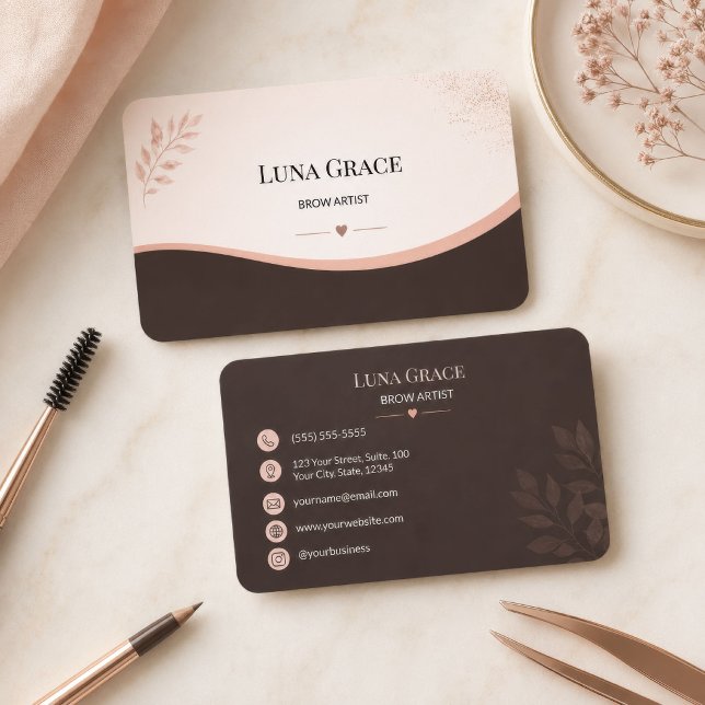 Soft Blush Brow-Künstlerin Visitenkarte (Soft Blush Brow Artist Business Card
)