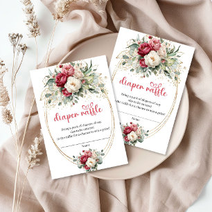 Soft Blush Burgunderrot Florales Windel-Raffle-Ein Begleitkarte