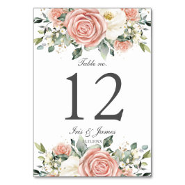 Soft Blush Elfenbeinblume Rose Hochzeitsfest Braut Tischnummer