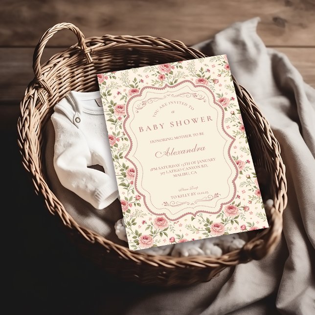Soft Blush Floral Heirloom Baby Shower Einladung (Von Creator hochgeladen)