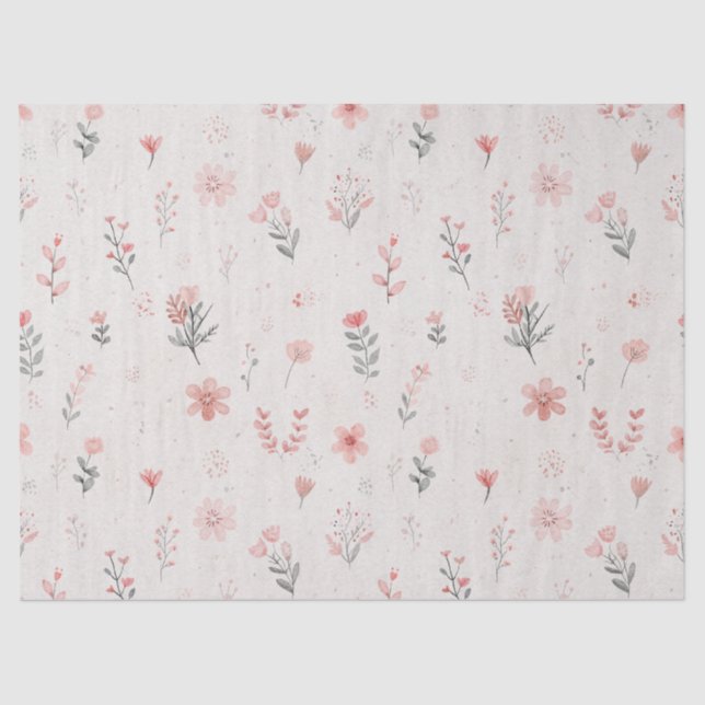 Soft Blush Floral Pattern Tissue Paper Seidenpapier (Vorderseite)