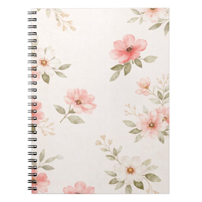 Soft Blush Floral Spiral Notebook Notizblock (Vorderseite)