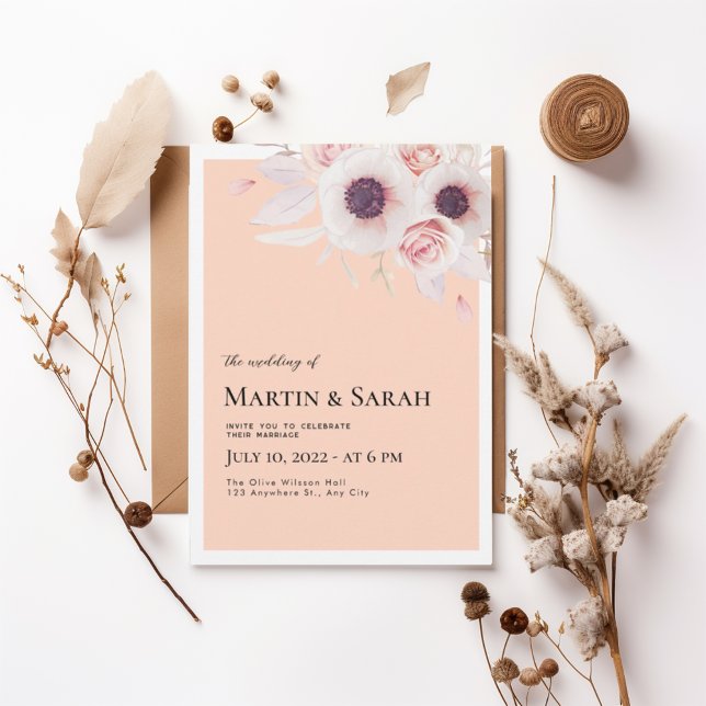 Soft Blush Floral Wedding Invitation Einladung (Von Creator hochgeladen)