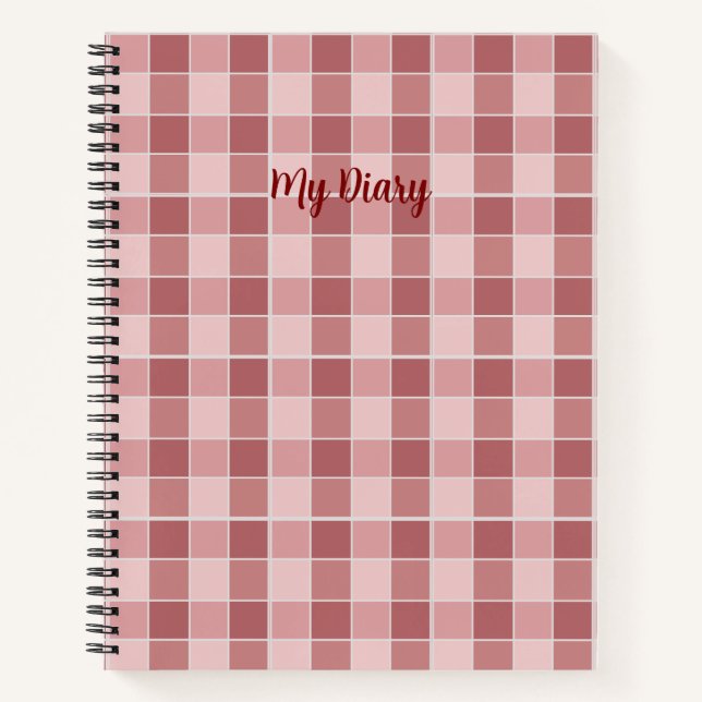 Soft Blush Karo Notizbuch Zeitloses Muster Journal (Vorderseite)