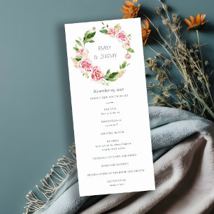 SOFT BLUSH PEONY FLORAL WEDDING CEREMONY PROGRAMM