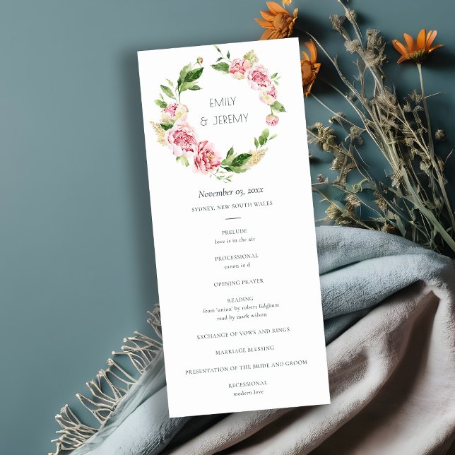 SOFT BLUSH PEONY FLORAL WEDDING CEREMONY PROGRAMM (Von Creator hochgeladen)