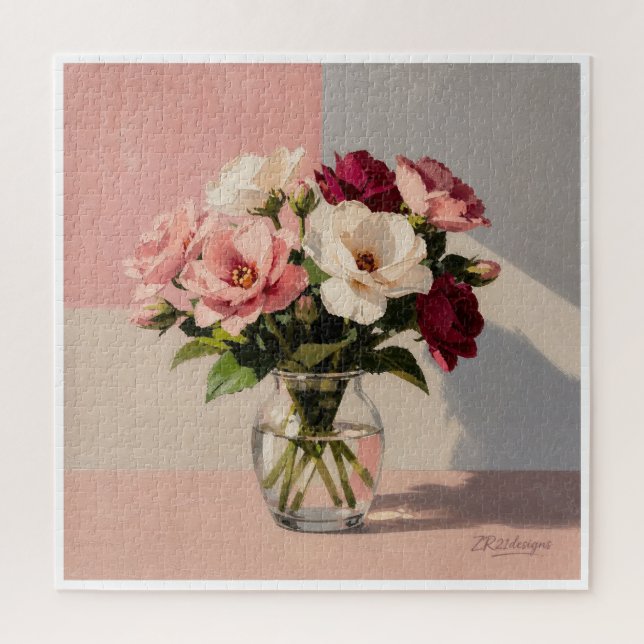 Soft Blush Pfingstrosen Vasen Puzzle (Vertikal)
