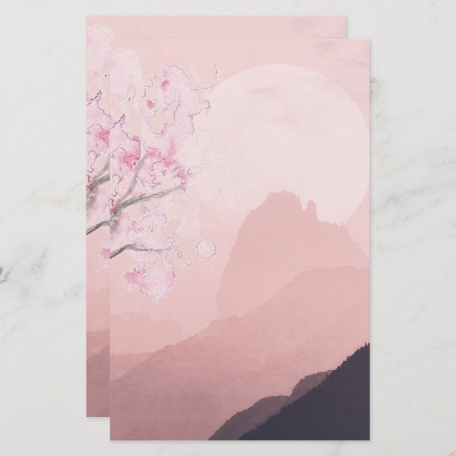 Soft blush pink horizon Stationery Briefpapier (Vorne/Hinten)