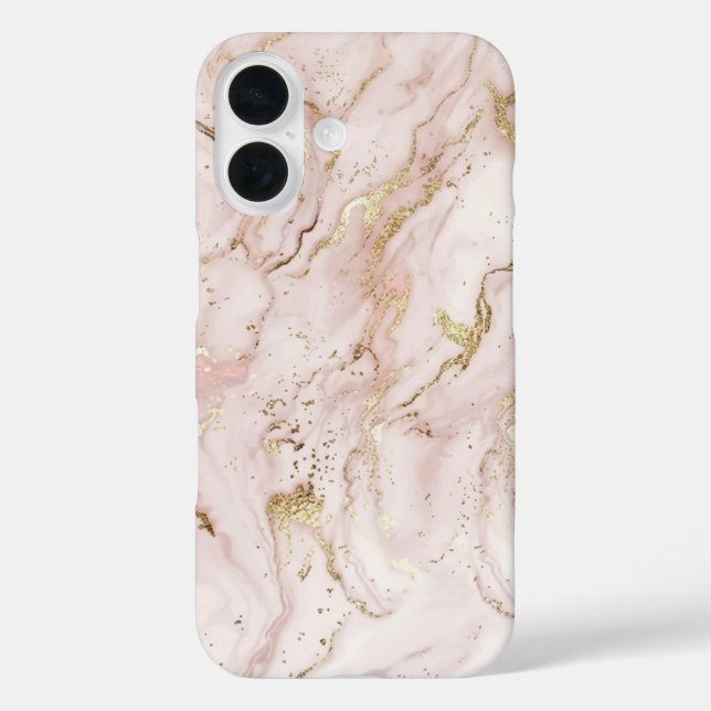 Soft Blush Pink & Liquid Gold Marble Case | iPhone (Rückseite)