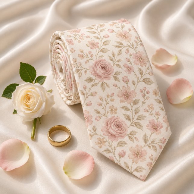 Soft Blush Rose Florale Hochzeit Krawatte (Von Creator hochgeladen)