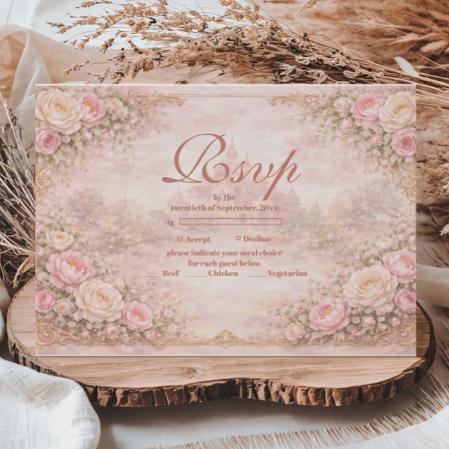 Soft Blush Rose Garden Quinceañera RSVP Karte (Von Creator hochgeladen)
