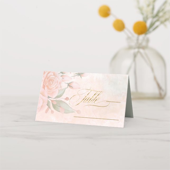 Soft Blush-Rose Hochzeitstisch ID828 Platzkarte (Vorderseite)