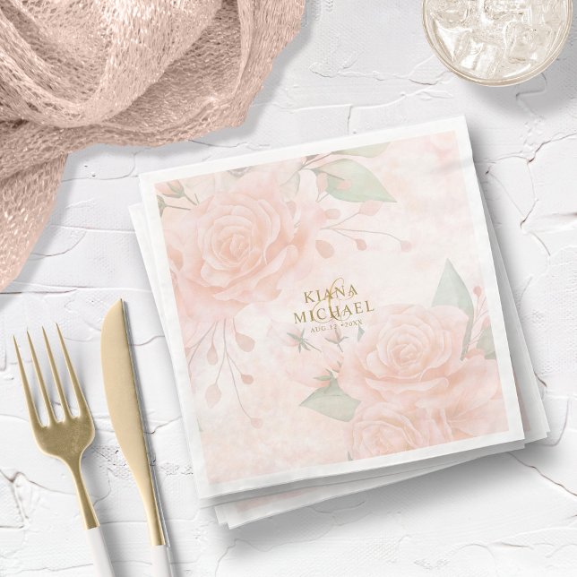 Soft Blush Rose V1 ID828 Paper Dinner Napkins Serviette (Von Creator hochgeladen)