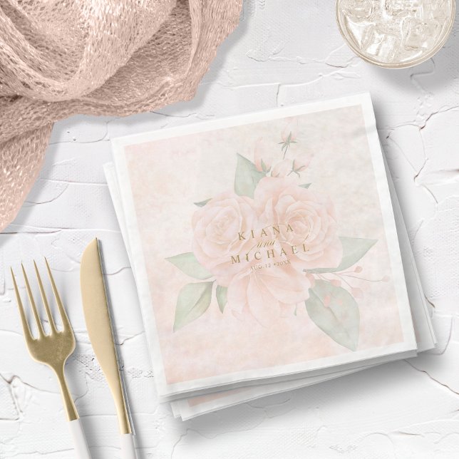 Soft Blush Rose V2 ID828 Paper Dinner Napkins Serviette (Von Creator hochgeladen)