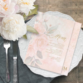 Soft Blush Rose Wedding Menu ID828 Menükarte