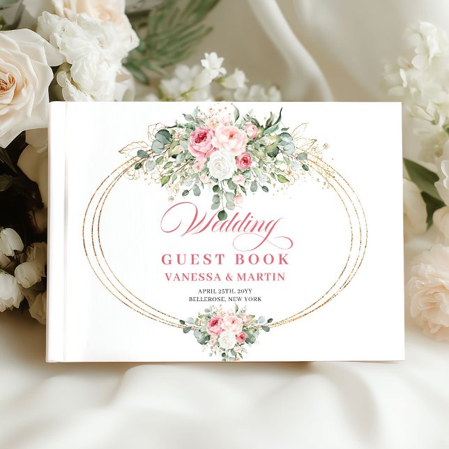 Soft blush roses gold greenery boho chic wedding   gästebuch (Soft blush roses gold greenery boho chic wedding guest book

)