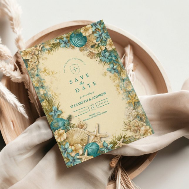 Soft Blush Seashell Floral Wedding Save The Date (Von Creator hochgeladen)