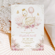 Soft Blush Swan Princess mit Balloon Baby Dusche