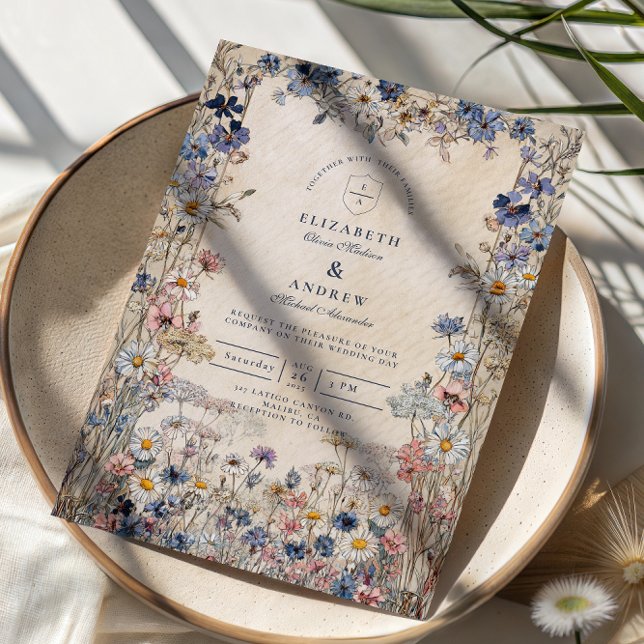 Soft Bohemian Floral Meadow Wedding Einladung (Von Creator hochgeladen)
