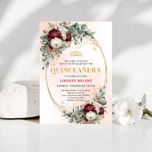 Soft-Bohemian-Marsala-Blumen 15. Geburtstag Einladung