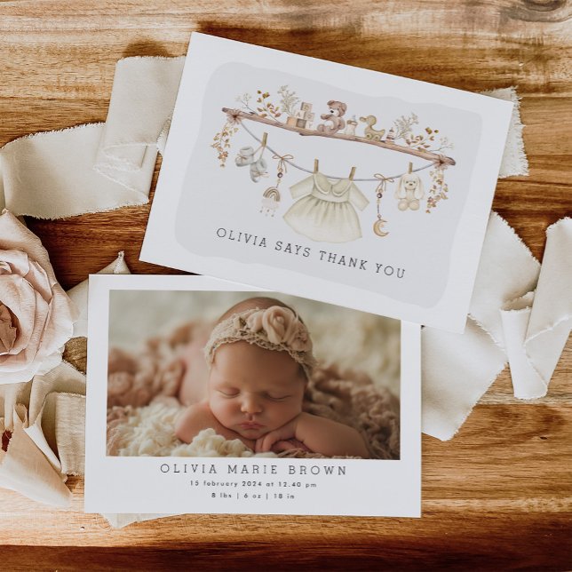 Soft Boho Baby Girl Clothes Kinderzimmer Foto Dankeskarte (Von Creator hochgeladen)