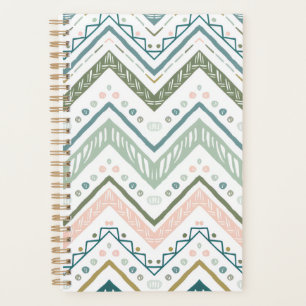 Soft Boho Ethnisch Chevron Zickzack Grün Spiral Planer